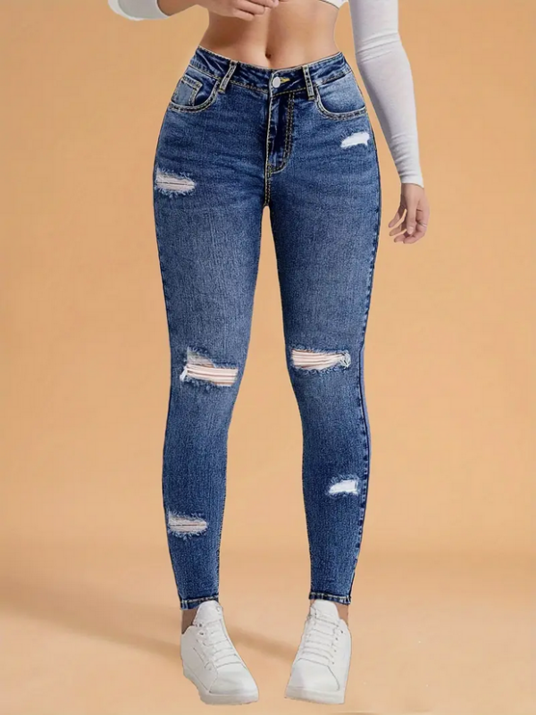 High-Waist Jeans mit Distressed-Look