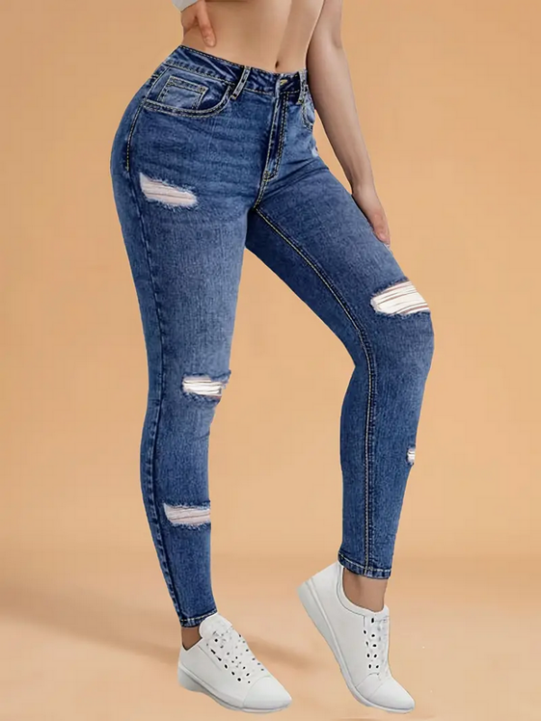 High-Waist Jeans mit Distressed-Look - Image 3